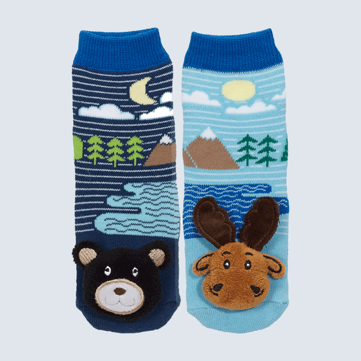 Mismatch Moose/Blk Bear Socks