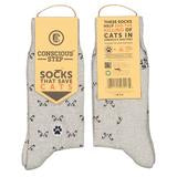 Socks that Save Cats Sm. (m 4-8 w 5-9) GREY