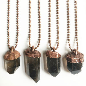 Electroformed Smoky Quartz Crystal Point Necklace