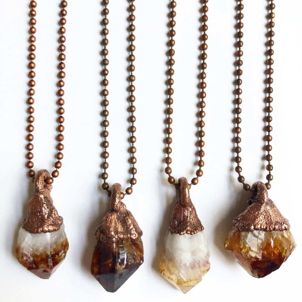 Electroformed Raw Citrine Point Necklace