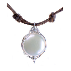 Sterling Silver Wrapped Pearl Necklace