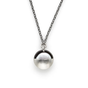 Sterling Silver Necklace with Pearl Cupped Moon Pendant