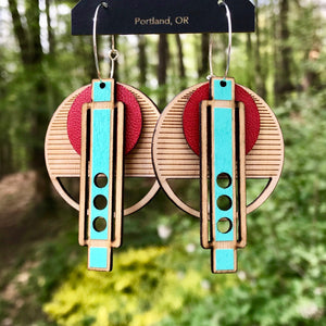 Blue On Red Wright Earrings