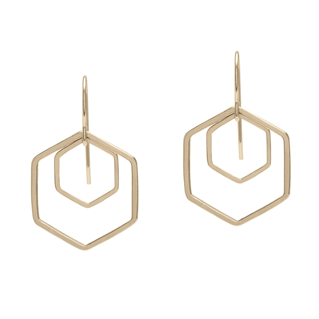 Gold Filled Hexagon Earrings