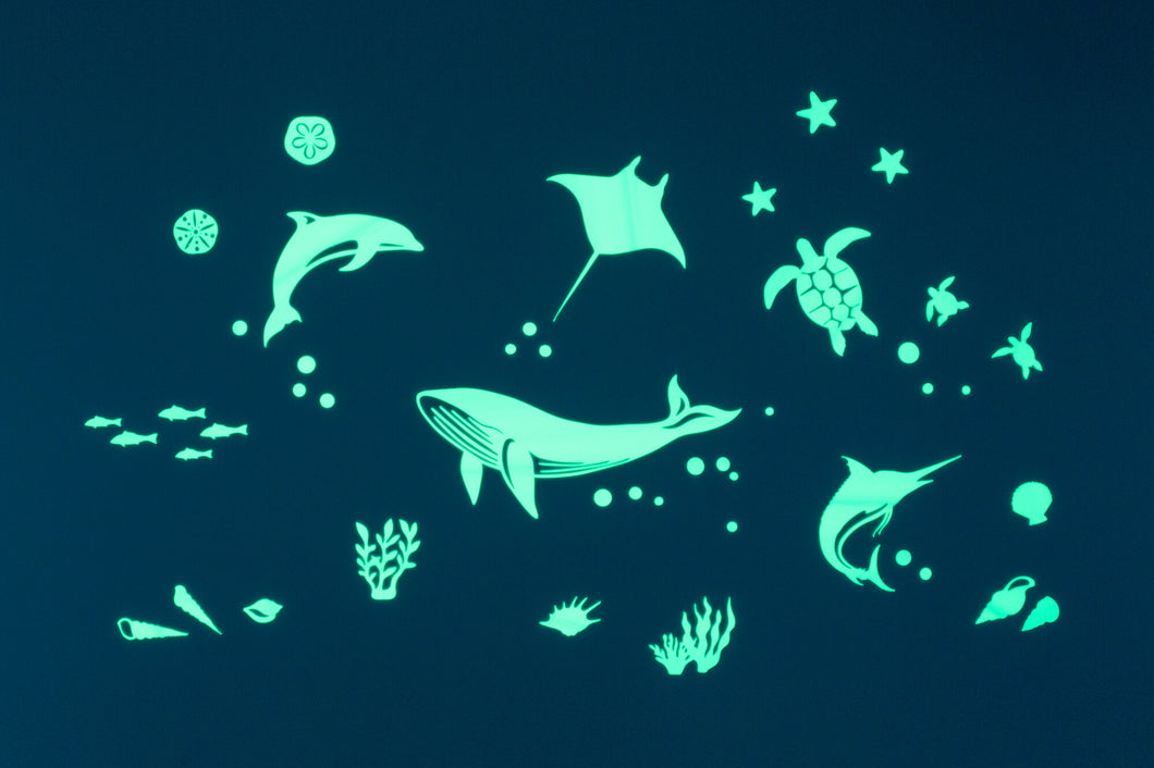 GLOPLAY Glow in the Dark Stickers: Sea Animals