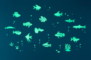 GLOPLAY Glow in the Dark Stickers: Tropical Fish
