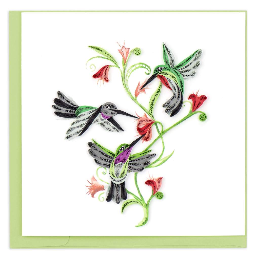 Hummingbird Trio Quilled Card