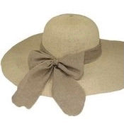 Natural Hat with Large Brim & Bow