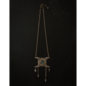 Triple Goddess Labradorite Moon Necklace