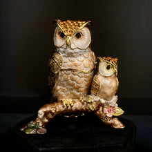 Load image into Gallery viewer, Owl Mother &amp; Baby Bejeweled Trinket Box
