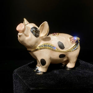 Spotted Pig Bejeweled Trinket Box
